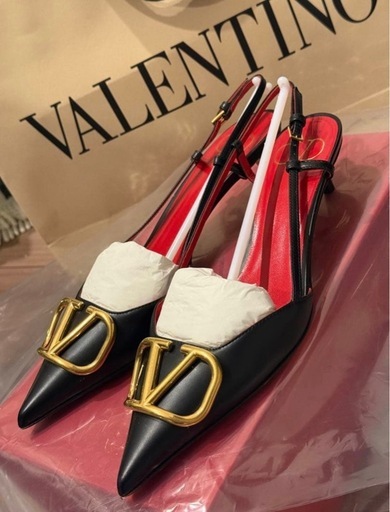 VALENTINO スリングバックパンプス ブラック/レッド
