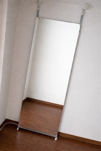 日本製スタンドミラー 突っ張り棒タイプ 大型ミラー ヨガ 地震対策