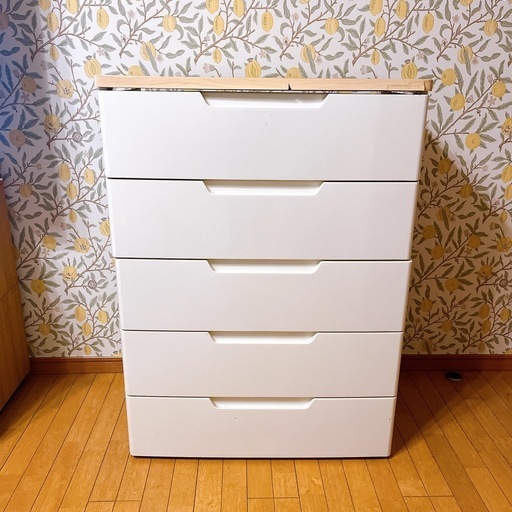無料 ウッドトップチェスト ホワイト完成品 (ホッパー) 城野の収納家具