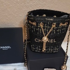 レア　非売品 CHANEL ノベルティ ブラック　ツイード バケットバッグの画像
