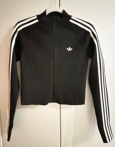 【美品】adidas  スリーストライプ　ニット　セットアップ　ブラック