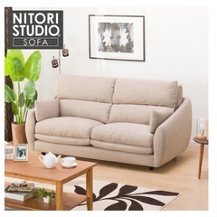 ニトリ　3人掛けソファ 布張りタイプ (Nポケット A9H DR-BE)の画像