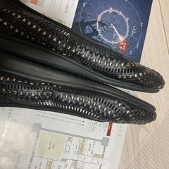 メッシュ フラットシューズ パンプス ブラック ぺたんこ　あしながおじさんの画像