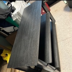 【美品・頑丈】テレビ台 ローボード（幅80cm/ブラック木目調/アイアンフレーム）の画像