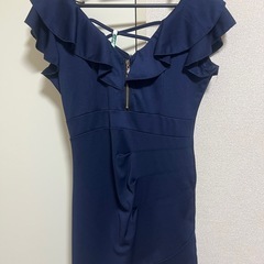 【TIKA】【訳あり】フロントジップフリル袖ラップデザイン半袖タイトミニドレス【Lサイズ】の画像