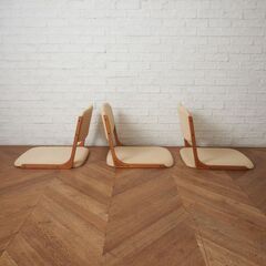 【発送の場合は即購入不可】 3脚セット 天童木工 Tendo 座椅子 プライウッド 曲げ木 座イス スタッキング 和室 書斎 座敷 リビング 木製 国産 ナチュラル 98546の画像