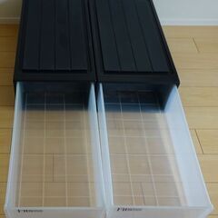 天馬株式会社　収納ボックス　Fits 引き出しケース 黒／白クリア ２個の画像