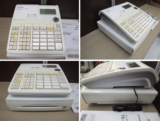 現状品 CASIO 電子レジスター TE-2300 ホワイト 動作品 付属品付き 2ペーパーモデル 2016年製 感熱ロール紙対応 カ