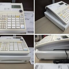 現状品 CASIO 電子レジスター TE-2300 ホワイト 動作品 付属品付き 2ペーパーモデル 2016年製 感熱ロール紙対応 カシオ 苫小牧西店の画像