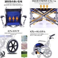 介助型車椅子 新品 車いす 折り畳み式 簡易 軽量 持ち運び ブレーキ付の画像