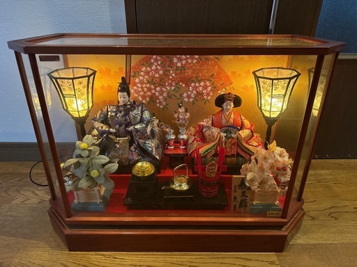 久月親王飾雛人形ひな人形ガラスケース入りオルゴール付き (pe) 羽生田