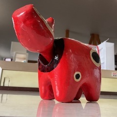レトロ✨赤べこインテリア置物アンティーク傷•汚れあり💦1点物❣️赤の画像