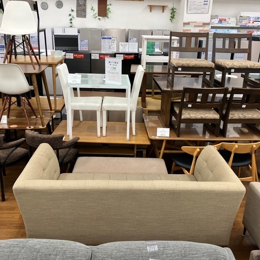 ニトリ　3人掛けソファー　グレー×ブラウン　【トレファク　川越店】