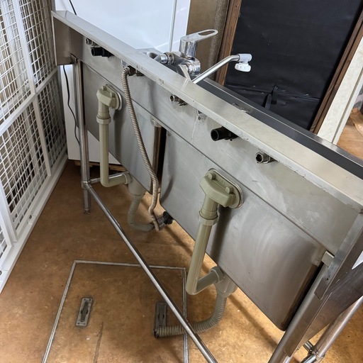 業務用 ステンレス2槽シンク　厨房 横約120cm