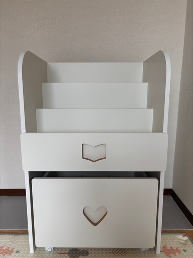 絵本棚　おもちゃ棚　ワゴン付
