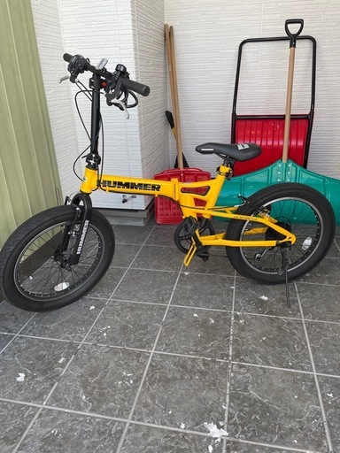 【商談成立！】MMER(ハマー) FDB206FAT-BIKE 20インチ 極太3.0タイヤ 折りたたみ式 シマノ製6段変速/前後Vブレーキシステム  イエロー　②