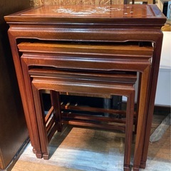 ネストテーブル 唐木 螺鈿 花台 コーヒーテーブル アジアン家具 中古の画像