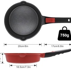 【新品未使用】フライパン 20cm 赤 IH対応 くっつかないコーティング＆取っ手の取れる スパチュラ付き  一人暮らし 新生活の画像
