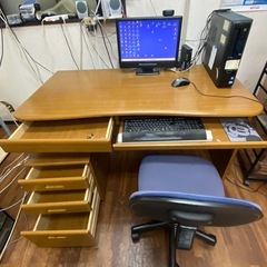オフィス用デスク　パソコン兼用デスク　袖机　おまけで椅子の画像