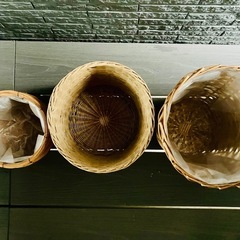 ラタン（籐）バスケット３個セットの画像