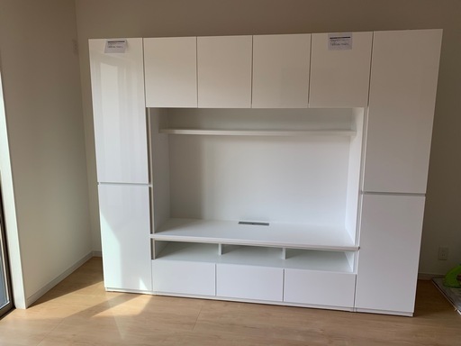 決まりました  ニトリ ポルテ PORTE 壁面収納 テレビボード セット 幅約180cm ホワイト 鏡面 大容量 今月いっぱい値下げ