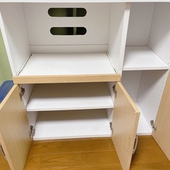 【綺麗 】食器棚 ライトブラウン ホワイト 大容量 コンセント付き の画像