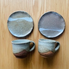 信楽焼　作家物　コーヒーカップ&ソーサー　2客の画像