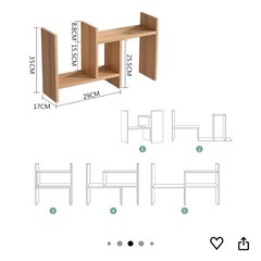 【2/27まで】デスク上置き棚 収納ラック 多種組み立て方式 卓上 伸縮型 3種の組み合わせ 木製 スッキリ 整理整頓 ブックスタンド 本立て (くるみ)の画像