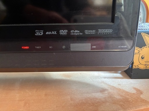 シャープテレビ52型　LB-
52LB3 DVD、3DBlu-ray