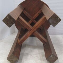 木製　丸椅子　スツール　アンティーク調　足場板　古材風　飾り台　腰掛け　花台　置物台　カフェ風　鉢置き台　1010ZSの画像