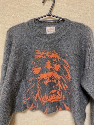 Vivienne Westwood ライオンプリント クロップド丈ニット グレー 長袖
