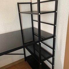 ガラス天板　システムデスクの画像