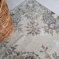 70年代 トルコヴィンテージラグ アンティーク絨毯 108×203 カーペット　の画像