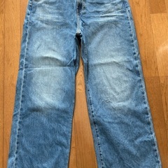 美品✨ユニクロ デニムパンツ ワイドストレートジーンズ ブルー メンズの画像