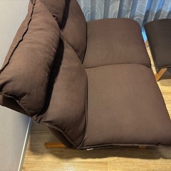 ハイバックリクライニングソファ 2人掛け　ブラウンの画像
