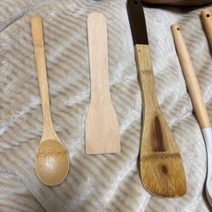 木製とシリコンの調理器具セット　木製カトラリーセットの画像