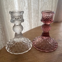 ガラスキャンドルホルダー2つセットの画像