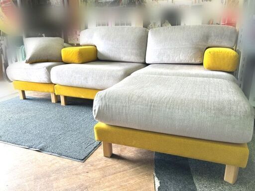 高級家具【blocco/ブロッコ】ダイニングソファ・サイドテーブルセット ファブリック生地