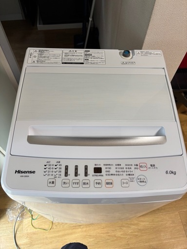 極美品 Hisense 2022年製 洗濯機 6kg 最短10分洗濯ステンレス槽