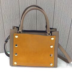 JEANASIS 2WAY スクエアカラー ブロック トートバッグ ショルダーバッグ ブラウン 西岡店の画像