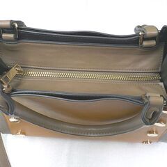 JEANASIS 2WAY スクエアカラー ブロック トートバッグ ショルダーバッグ ブラウン 西岡店の画像