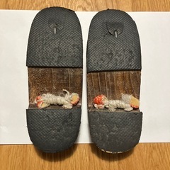 キッズ草履 赤と青の花柄　18-19センチ程度の画像