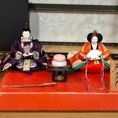 【格安】ひな人形　雛人形　2セット　家紋入り　正絹束帯雛　光寛作　木札付　年代物の画像
