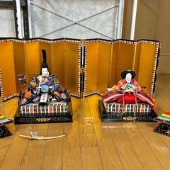 【格安】ひな人形　雛人形　2セット　家紋入り　正絹束帯雛　光寛作　木札付　年代物の画像