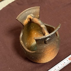 2/28・3/1受渡し可 信楽焼 花瓶⑤　手桶花入の画像