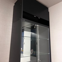 JAJAN コレクションケース　引き戸　ワイドハイタイプ　上置き　背面ミラー　セットの画像