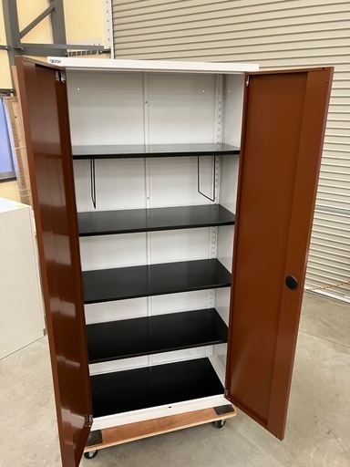 【来店歓迎】【OF-120】Ceha/チェハ A4スチール書庫 5段 両開き書庫 木目調扉 鍵付き ハイキャビネット　下置き 幅880