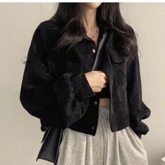 ドロップスリーブ ブラック freeサイズ アウター コーデュロイの画像