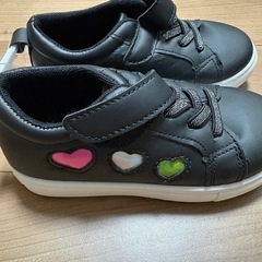 16.0cm/黒/ハート柄/靴/新品未使用タグ付きの画像