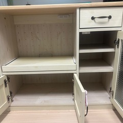 🌿 ナチュラル食器棚（幅90cm）収納たっぷり／スライド棚付きの画像